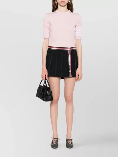Thom Browne Crew Neck Striped Sleeve Tank Top In Pink