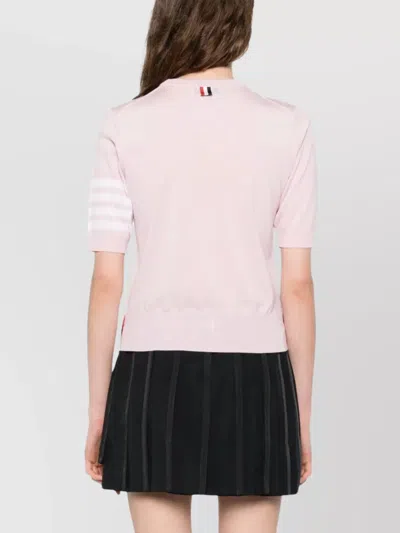 Thom Browne Crew Neck Striped Sleeve Tank Top In Pink