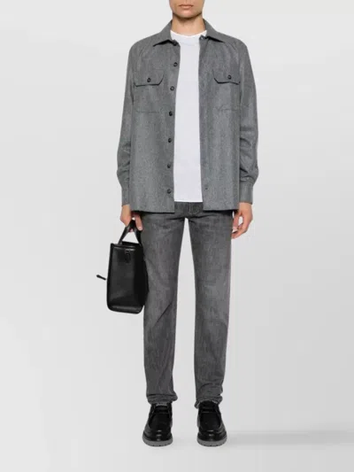 Brunello Cucinelli Wool Shirt Long Sleeves In Gray