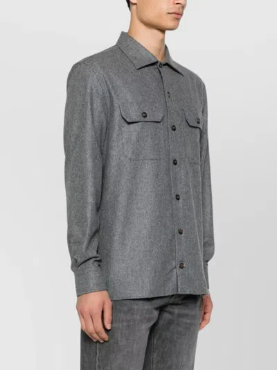 Brunello Cucinelli Wool Shirt Long Sleeves In Gray
