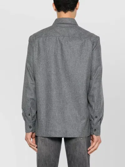 Brunello Cucinelli Wool Shirt Long Sleeves In Gray
