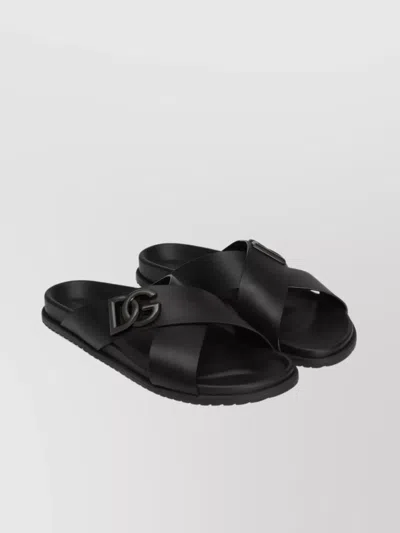 Dolce & Gabbana Calfskin Sandal In Black