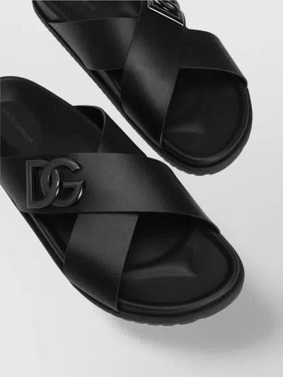 Dolce & Gabbana Calfskin Sandal In Black