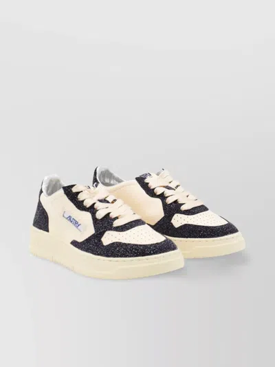 Autry Sparkling Low Top Sneakers With Perforated Toe In White