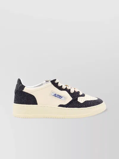 Autry Sparkling Low Top Sneakers With Perforated Toe In White