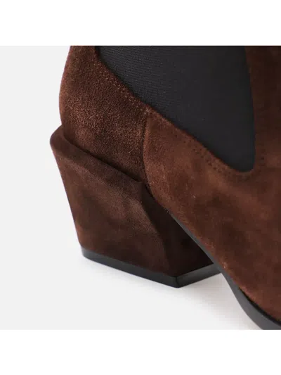 Paris Texas Pointed Toe Suede Ankle Boots With Block Heel In Burgundy