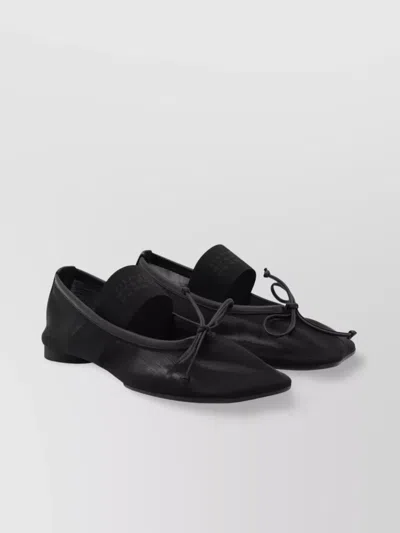 Mm6 Maison Margiela Black Polyamide Ballerinas With Delicate Bow Detail