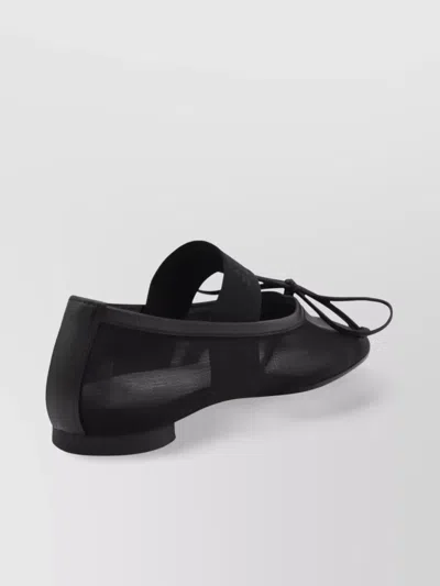 Mm6 Maison Margiela Black Polyamide Ballerinas With Delicate Bow Detail