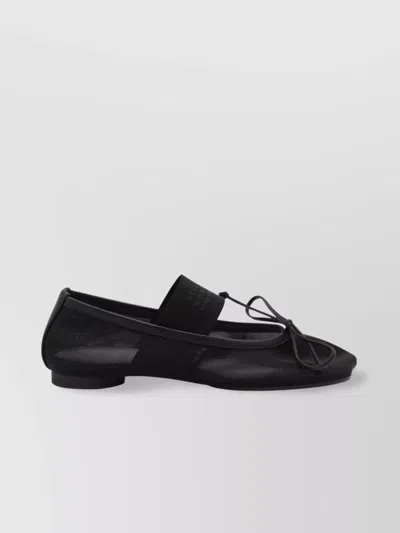 Mm6 Maison Margiela Black Polyamide Ballerinas With Delicate Bow Detail