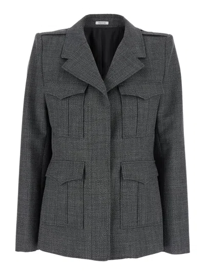 Alexander Mcqueen Fitted Silhouette With Epaulettes And Flap Pockets In Gray