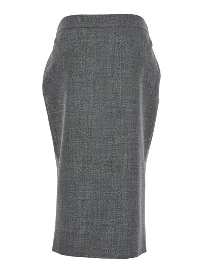 Alexander Mcqueen Grey Skirt With Button Closure In Wool Woman In Gray