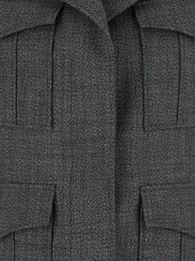 Alexander Mcqueen Fitted Silhouette With Epaulettes And Flap Pockets In Gray