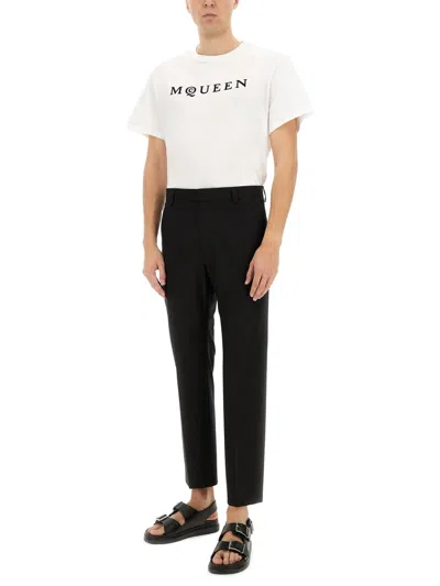 Alexander Mcqueen Logo Cotton T-shirt In Neutral