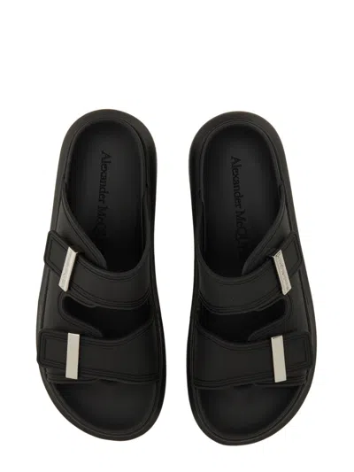 Alexander Mcqueen Black Rubber Sandals In Black