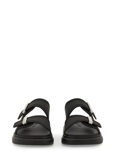 Alexander Mcqueen Black Rubber Sandals In Black