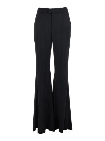 Balenciaga Women Flared Trousers In Black Flowing Viscose
