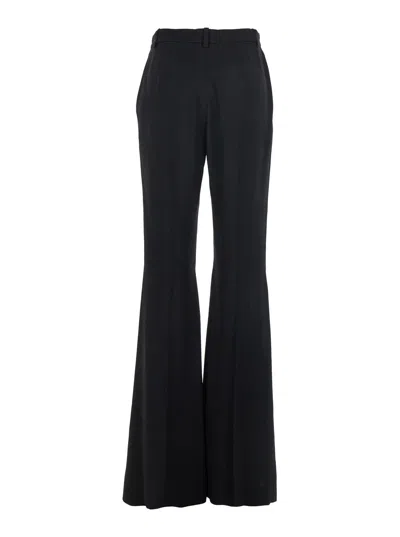 Balenciaga Women Flared Trousers In Black Flowing Viscose