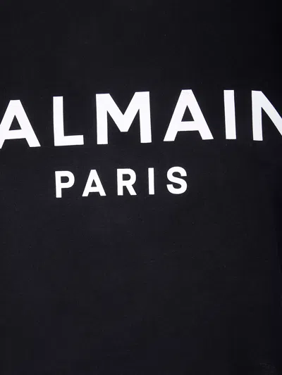Balmain Cropped T-shirt With Print In Black