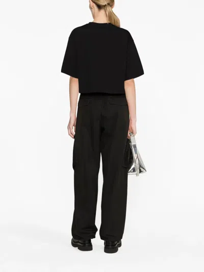 Balmain Cropped T-shirt With Print In Black