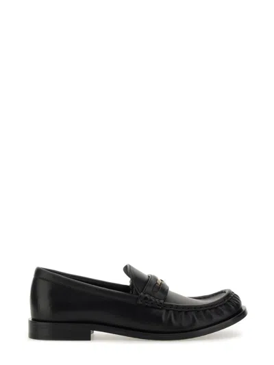 Burberry Leather Penny Loafers In Black