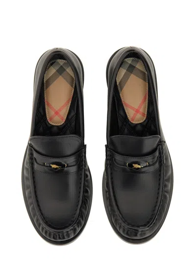 Burberry Leather Penny Loafers In Black