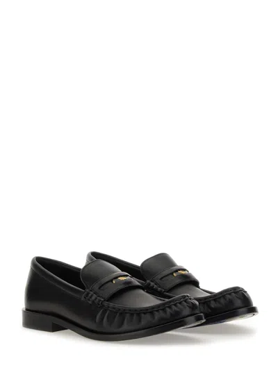 Burberry Leather Penny Loafers In Black