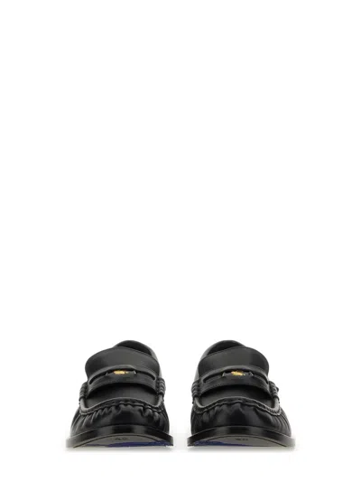 Burberry Leather Penny Loafers In Black