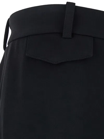 Chloé Women Black Pants With High Waist And Wide Leg In Viscose Blend Stretch Woman