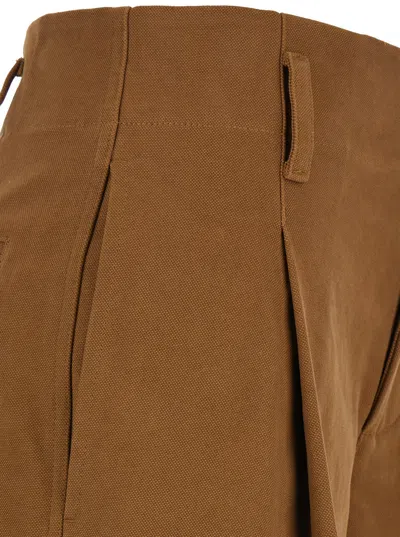 Chloé Cotton Canvas Wide Pants In Brown