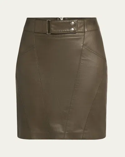 Tom Ford Soft Nappa Leather Mini Pencil Skirt In Brown