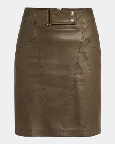 Tom Ford Soft Nappa Leather Mini Pencil Skirt In Brown