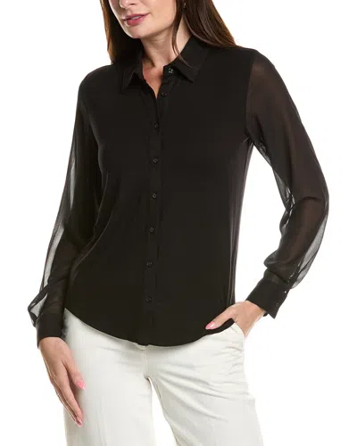 T Tahari Woven Blouse In Black