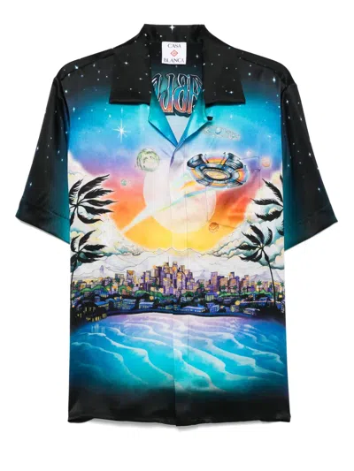 Casablanca Men's La Premonition Cuban Collar Shirt In Blue