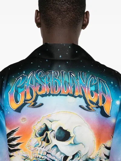 Casablanca Men's La Premonition Cuban Collar Shirt In Blue