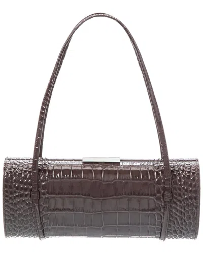 Michael Kors Collection Natalie Double Strap Croc-embossed Patent Barrel Bag