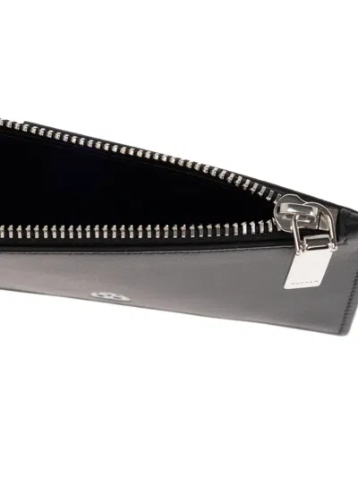 Alexander Mcqueen Skull Print Leather Zip Cardholder In Black