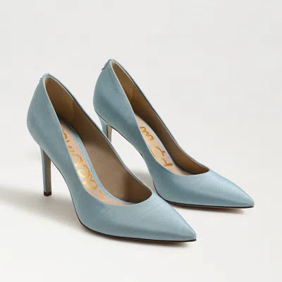 Sam Edelman Hazel Pointed Toe Pump Cloud Blue Satin Fabric In Multi