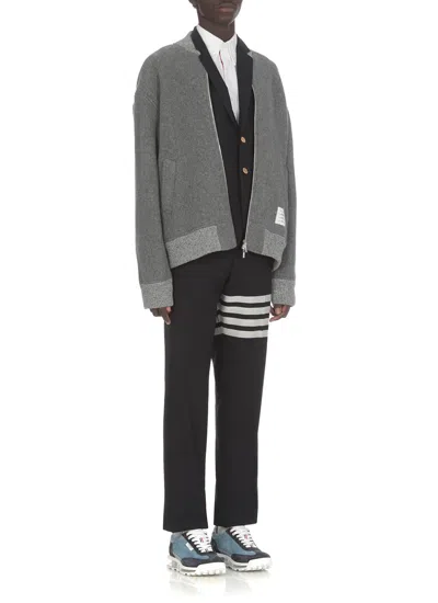 Thom Browne Trousers With Adjustable Martingale Strap In Blue
