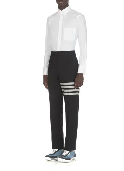 Thom Browne Trousers With Adjustable Martingale Strap In Blue