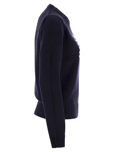 Polo Ralph Lauren Long Sleeve Crew Neck Polo Jumper In Hunter Navy Multi