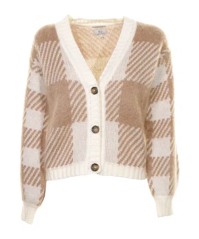 Woolrich Cardigan With Check Pattern In Brown