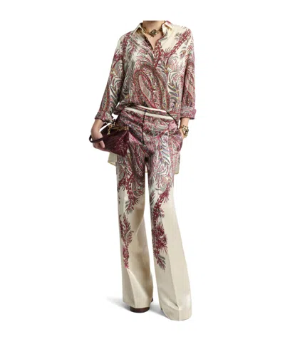Etro Paisley Print Silk Shirt With Collared Neck In Multi