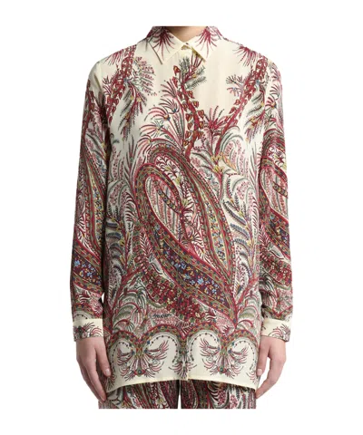 Etro Paisley Print Silk Shirt With Collared Neck In Multi