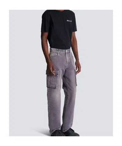 Balmain Cargo Straight Trousers Belt Loops In Purple