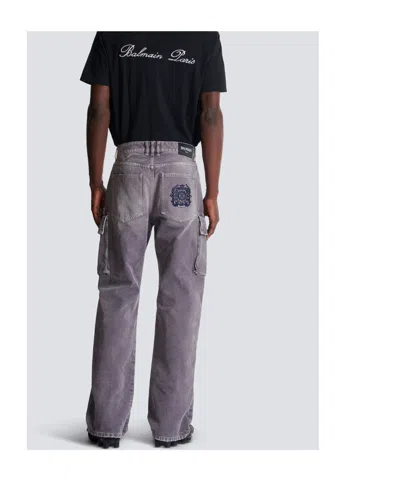 Balmain Cargo Straight Trousers Belt Loops In Purple