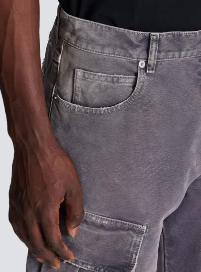 Balmain Cargo Straight Trousers Belt Loops In Purple