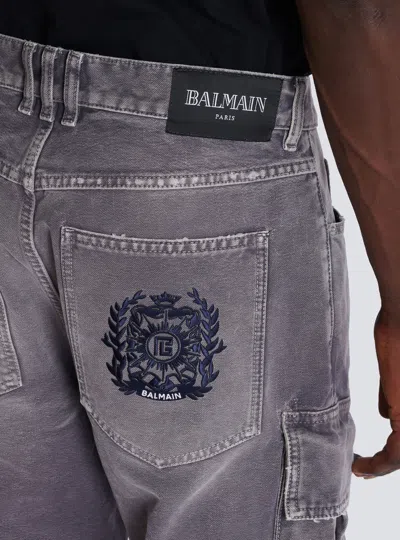 Balmain Cargo Straight Trousers Belt Loops In Purple
