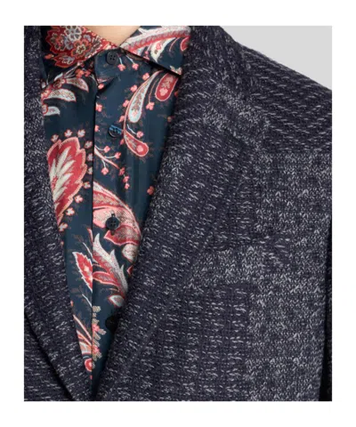Etro Wool-blend Patchwork Blazer In Black