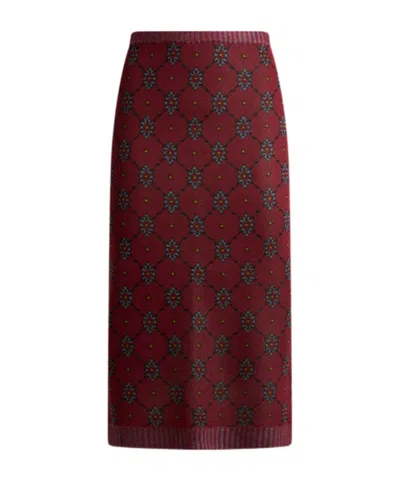 Etro A-line Viscose Blend Knitted Midi Skirt In Red
