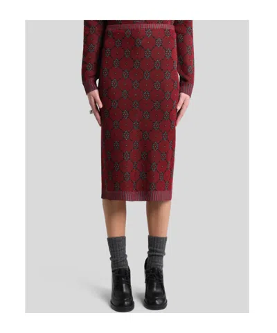 Etro A-line Viscose Blend Knitted Midi Skirt In Red